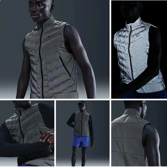 Nike Therma-Fit ADV Reflective Silver Running Vest Mens Size XXL 2XL FZ1131 New - Picture 9 of 14